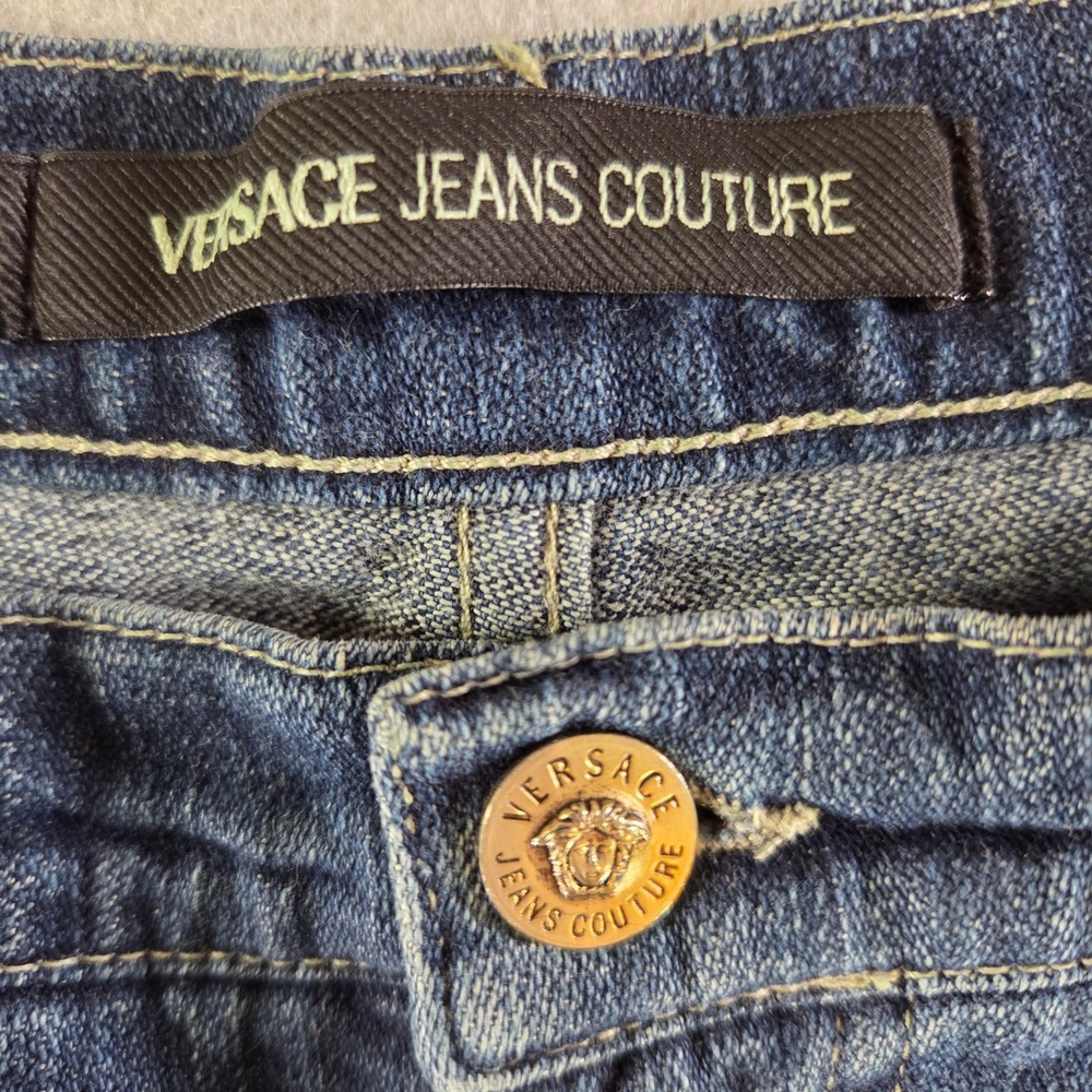 Versace Jeans Couture Mens 33x30 Blue Whiskered Straight Leg Denim Made in Italy - Picture 4 of 9
